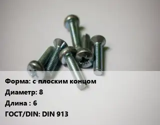 Винт с плоским концом 8х6 DIN 913